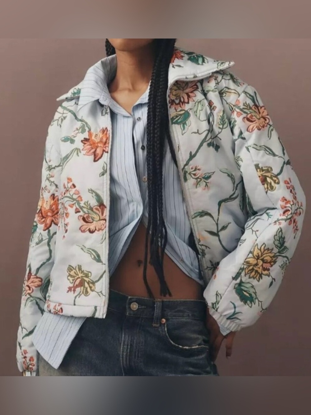 Anthropologie The Dahlia Floral Bomber Jacket
